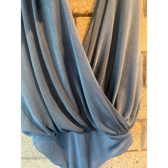 Plunging Blue Wrap Bodysuit By Intimately Free People Small Size Soft Stretchy - Picture 2 of 7